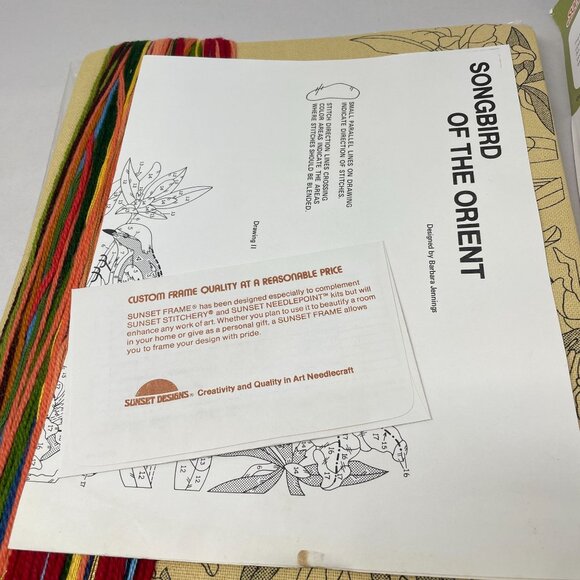 Sunset Stitchery Vintage 1980 Songbird of Orient Embroidery Kit Bluebird Azalea - Picture 9 of 16